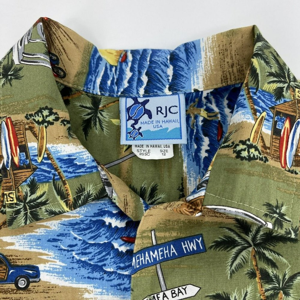 Kids Tropical Print Shirt - Green - Picture 4 of 5